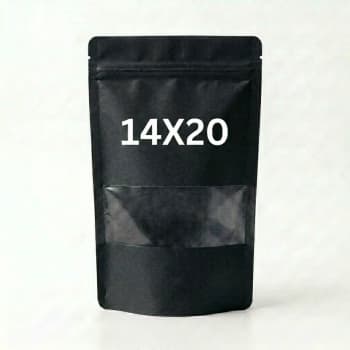 Black Kraft Stand Up Bags Pack of 20 Reusable Food Pouches Zip Lock Kraft Bags Snack Packaging Bags Spice Storage Coffee Bags 14x20